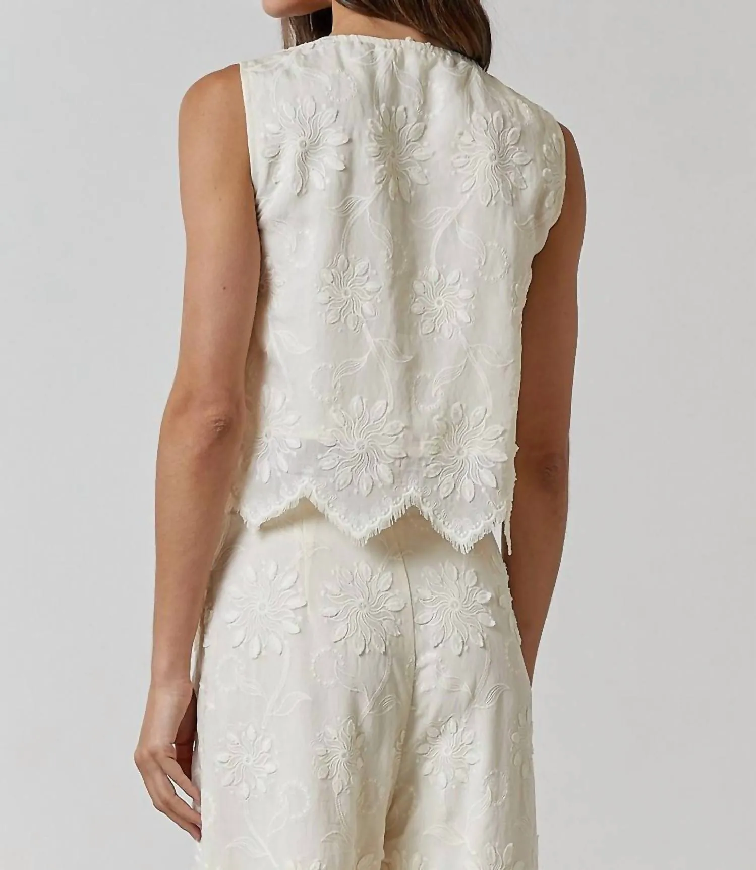 Embroidered Vest In Natural