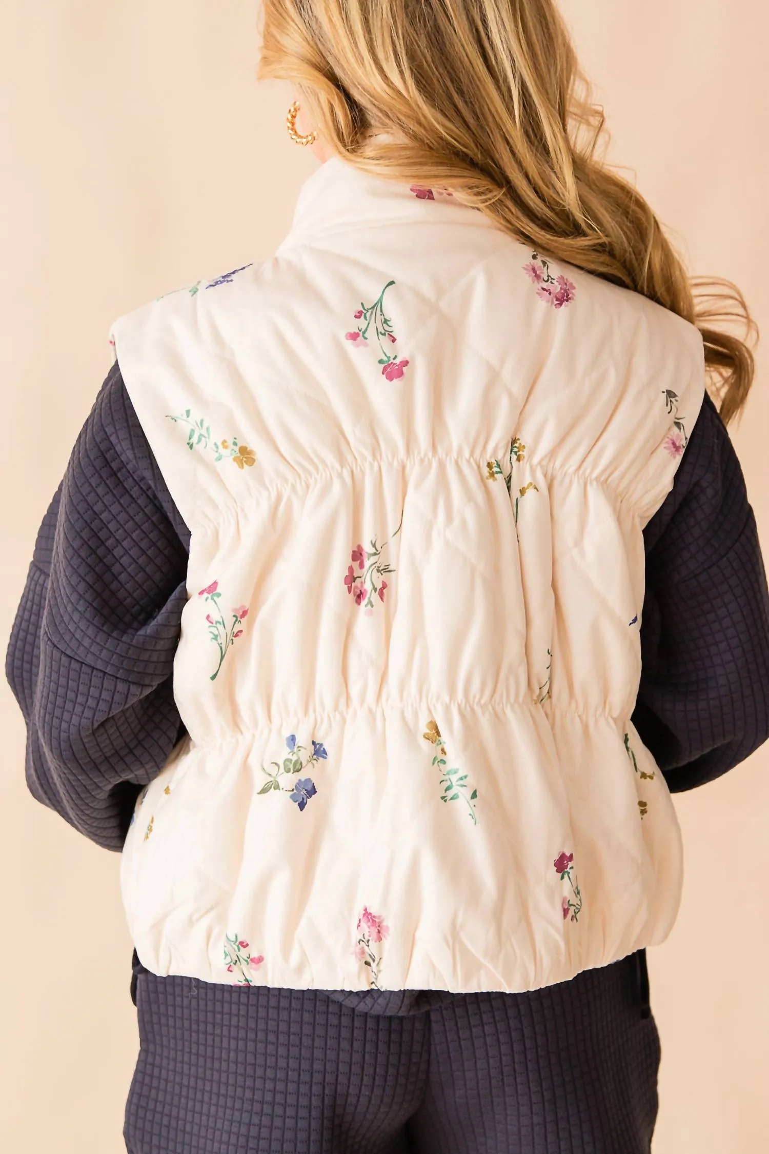 Fair Weather Quilted Vest In Ivory Multi
