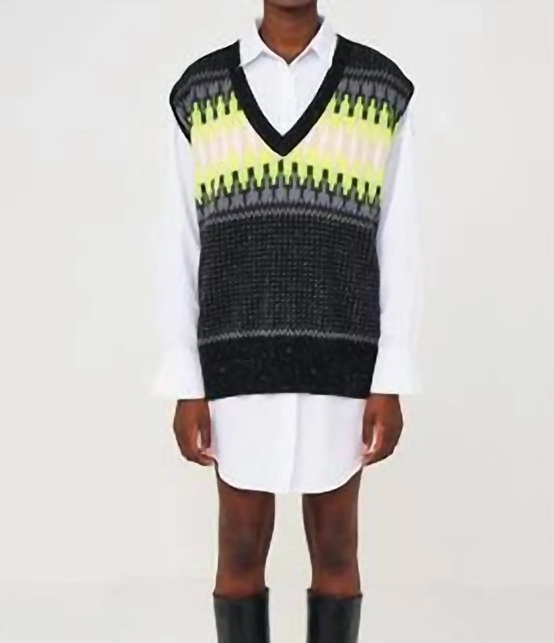 Fairisle Vest In Electric Fairisle