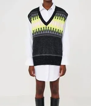 Fairisle Vest In Electric Fairisle