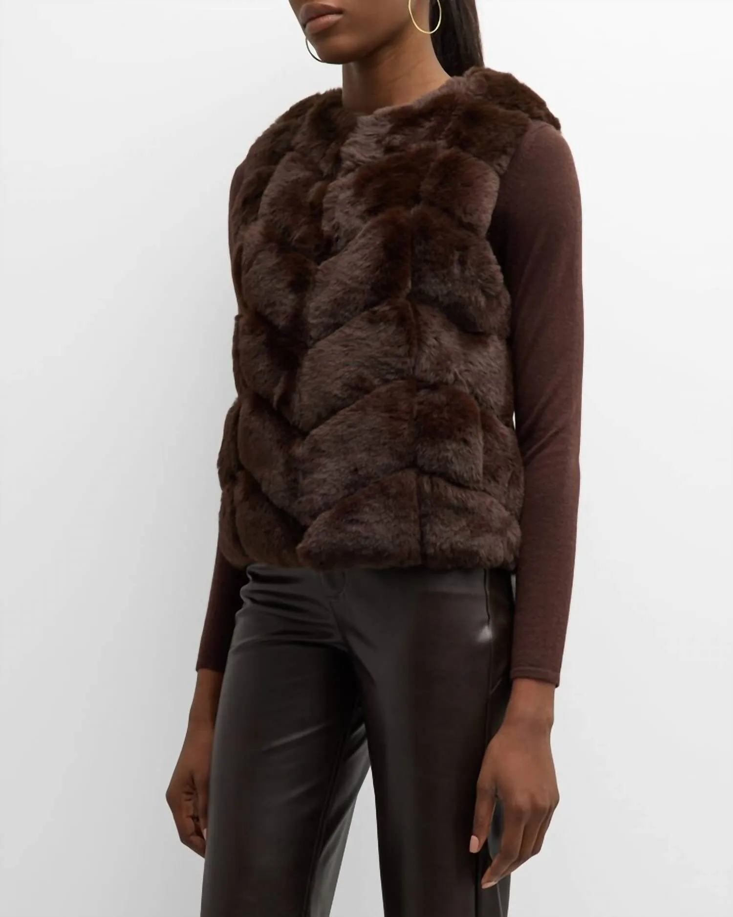 Faux Fur Vest In Sable