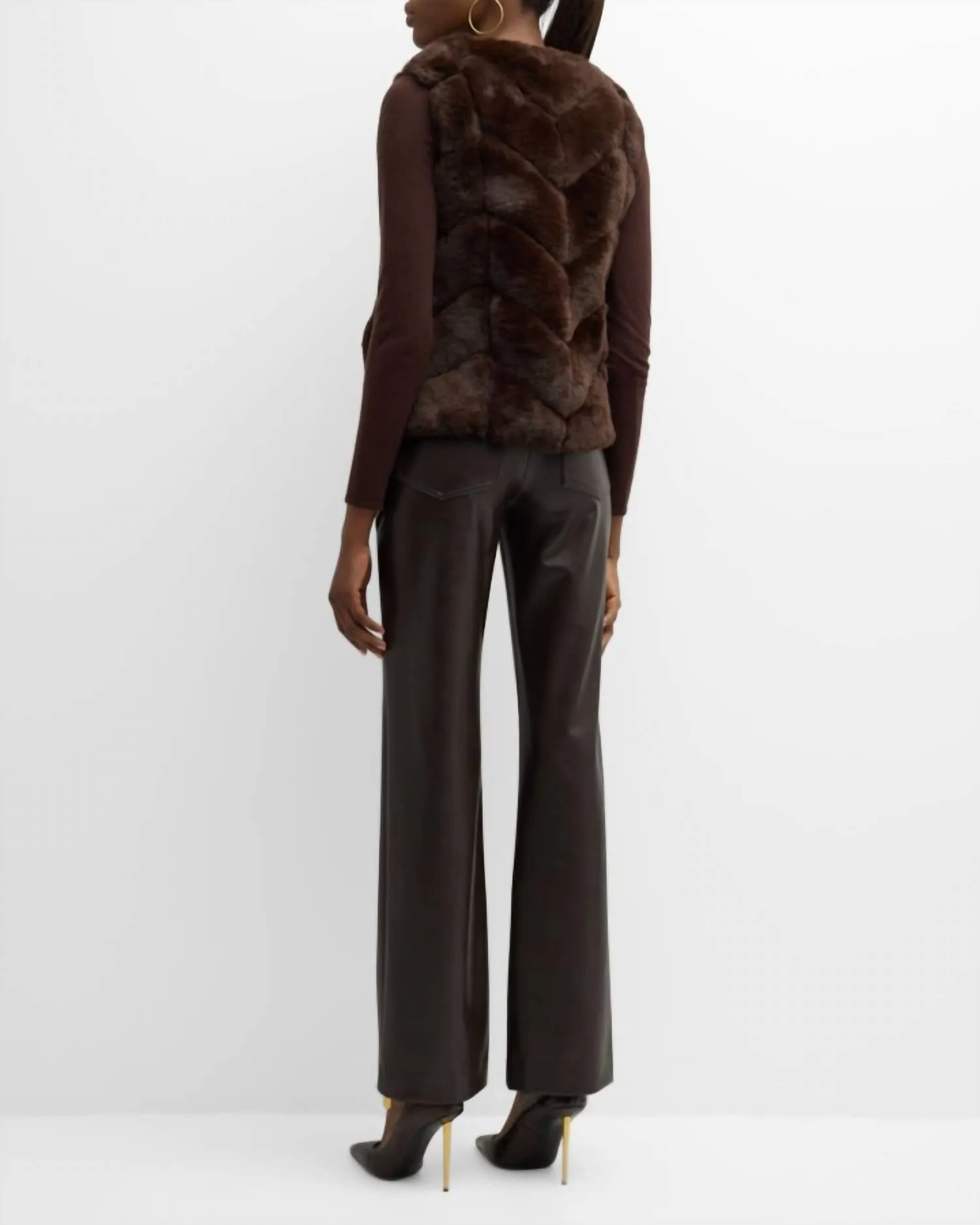 Faux Fur Vest In Sable