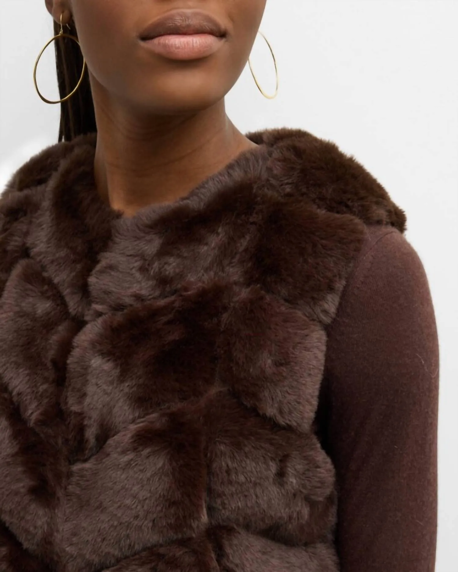 Faux Fur Vest In Sable