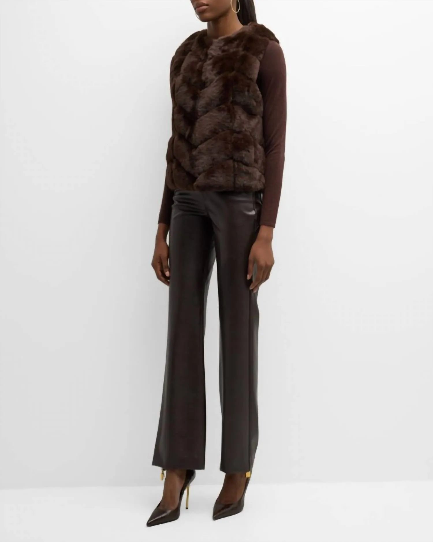 Faux Fur Vest In Sable