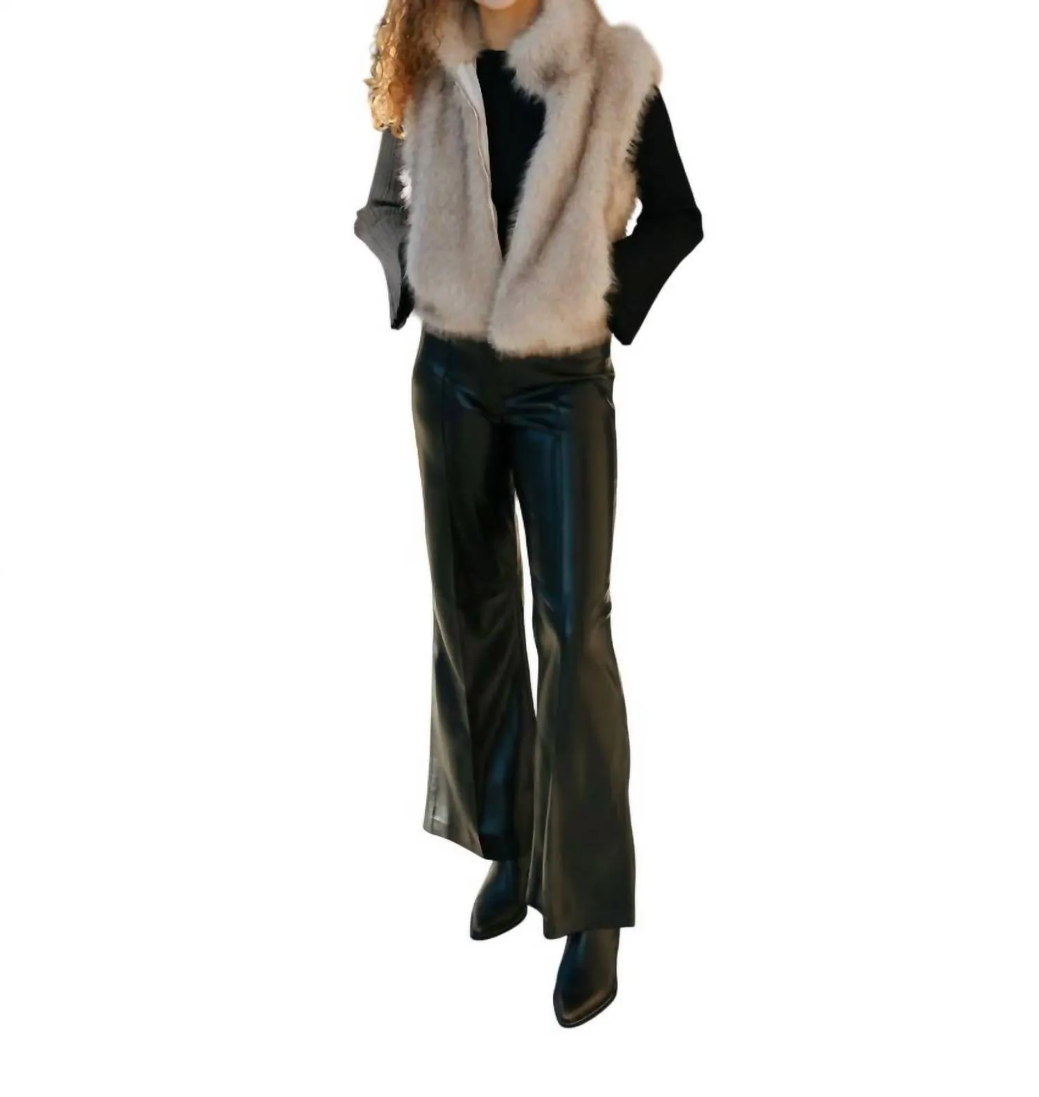 Faux Fur Vest In Taupe