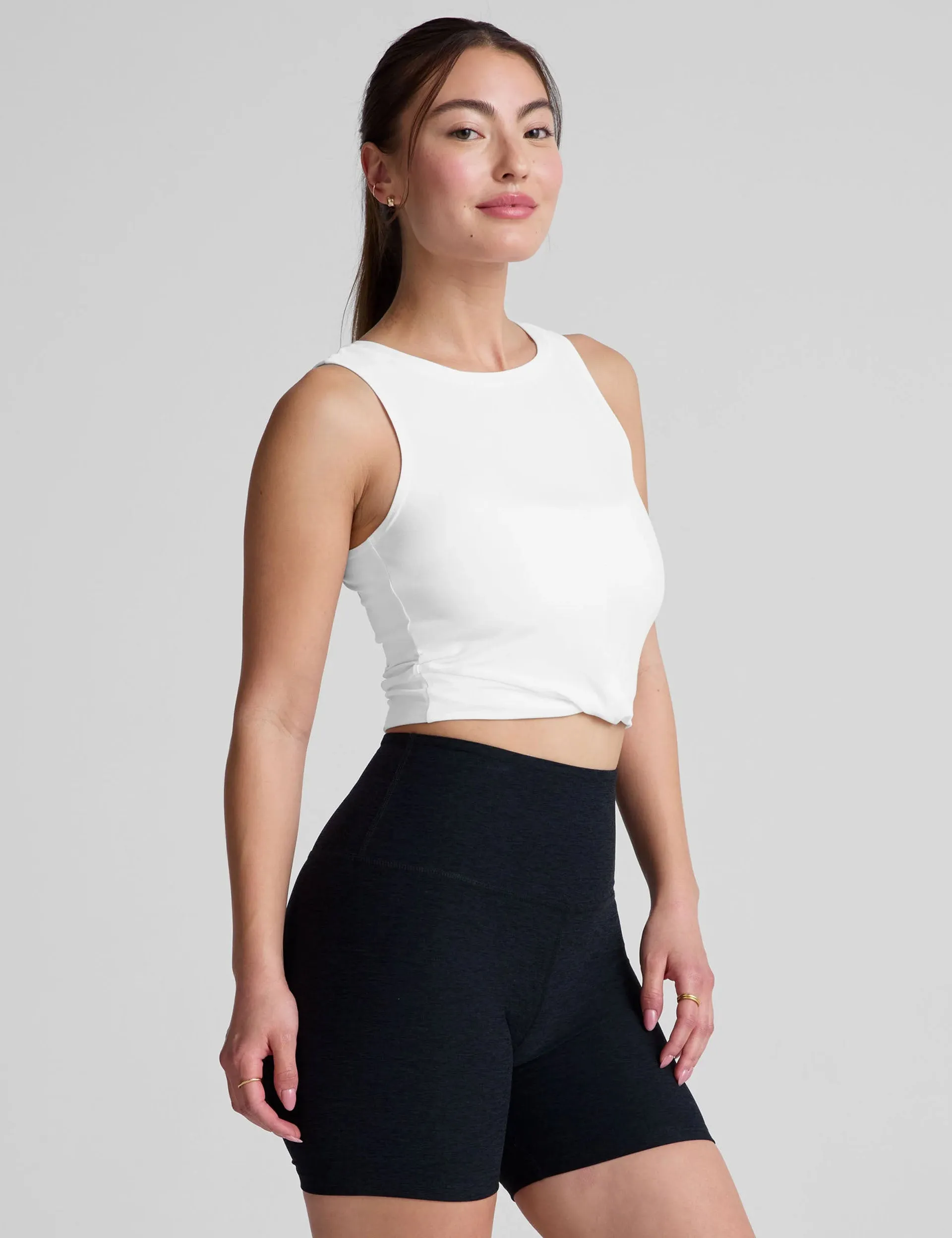 Featherweight Center Stage Cropped Tank - Cloud White