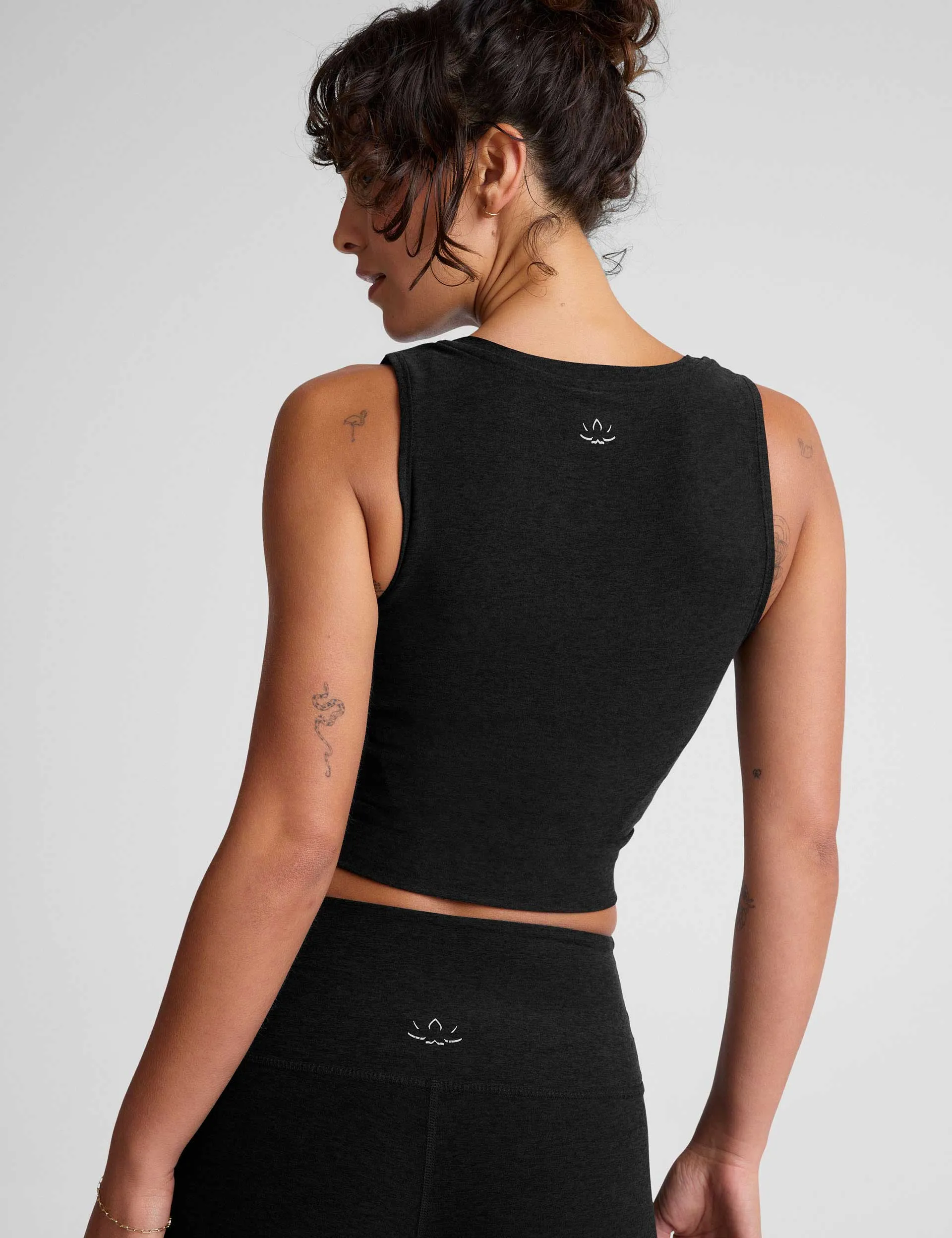 Featherweight Center Stage Cropped Tank - Darkest Night