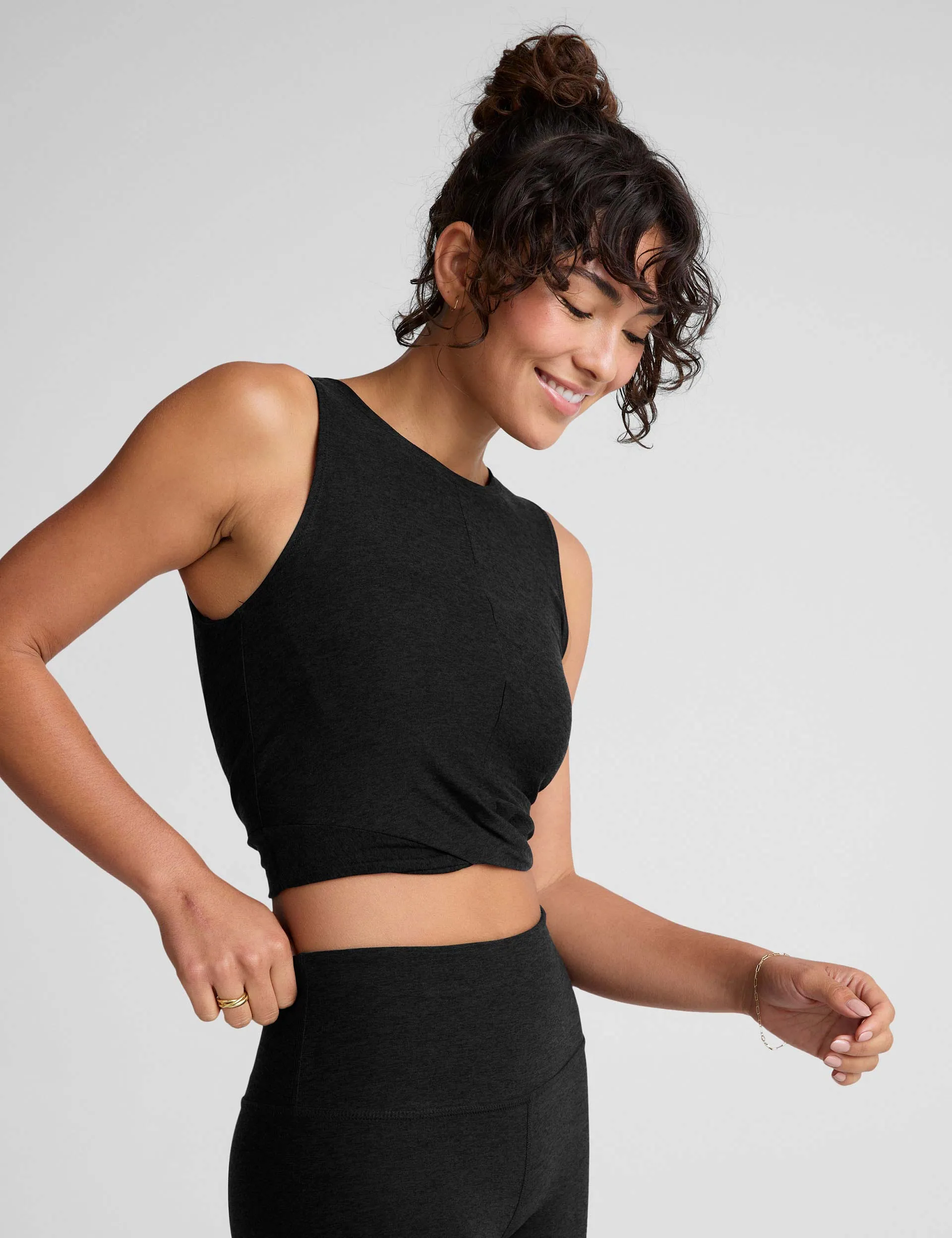 Featherweight Center Stage Cropped Tank - Darkest Night