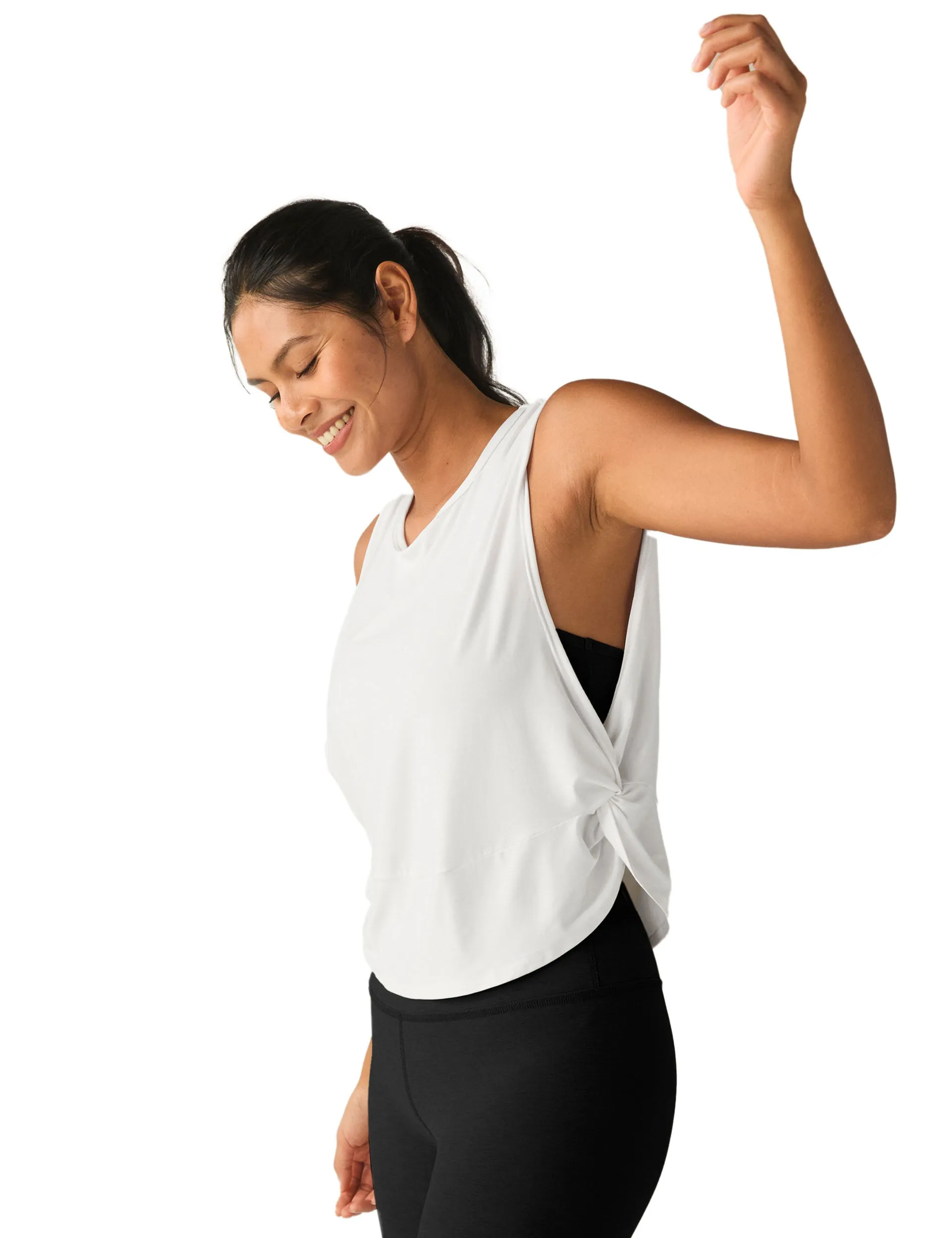 Featherweight Side Note Twist Tank - Cloud White