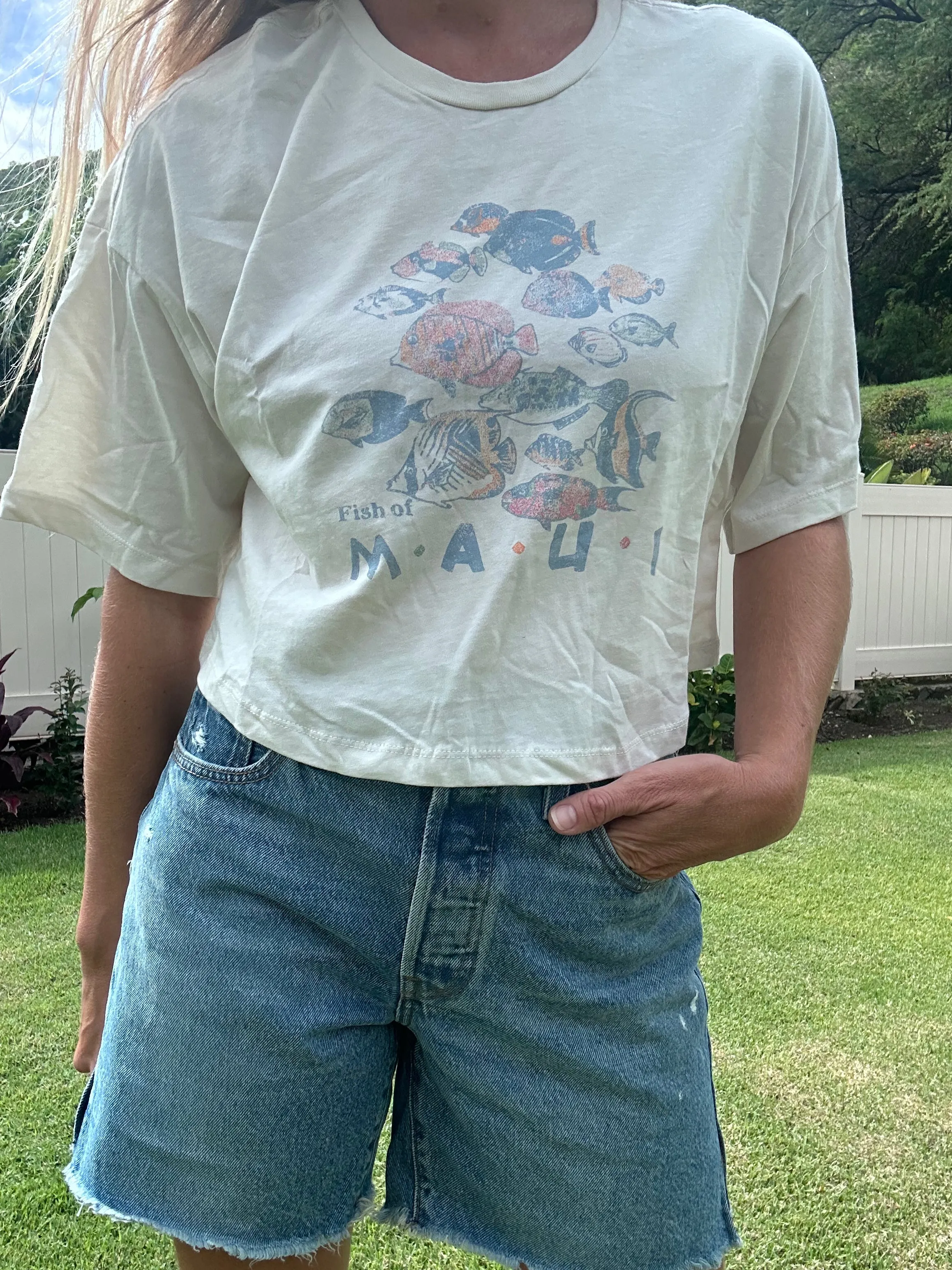Fish of Maui Cropped Tee