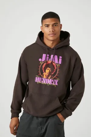 Forever 21 Men's Jimi Hendrix Graphic Hoodie Sweatshirt Cocoa/Multi Forever 21
