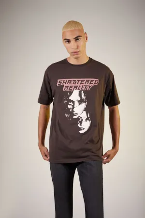 Forever 21 Men's Shattered Reality Puff Print Graphic T-Shirt Cocoa/Rust Forever 21