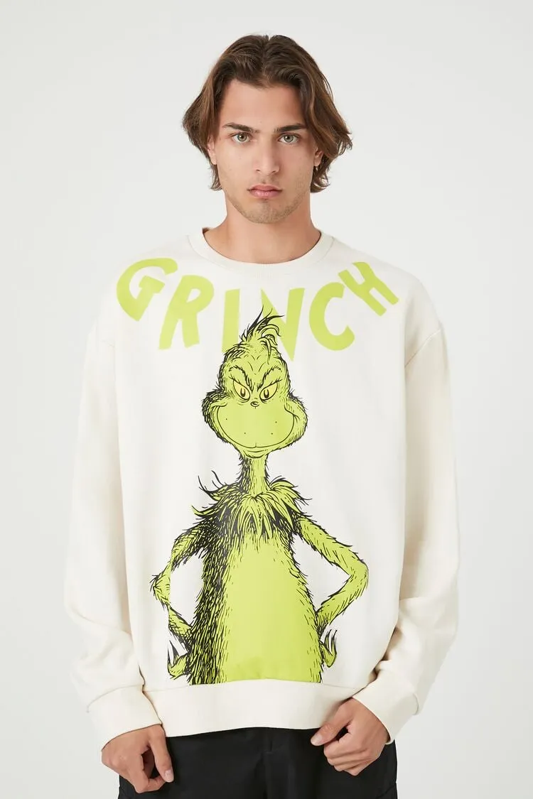 Forever 21 Men's The Grinch Graphic Pullover Cream/Multi Forever 21