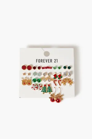 Forever 21 Women's Assorted Christmas Earring Set Red/Green Forever 21