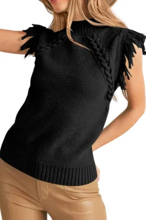 Fringe Sweater Vest In Black