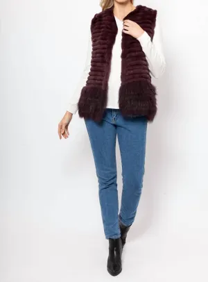 Genuine Rex Real Rabbit Fur Vest In Wine