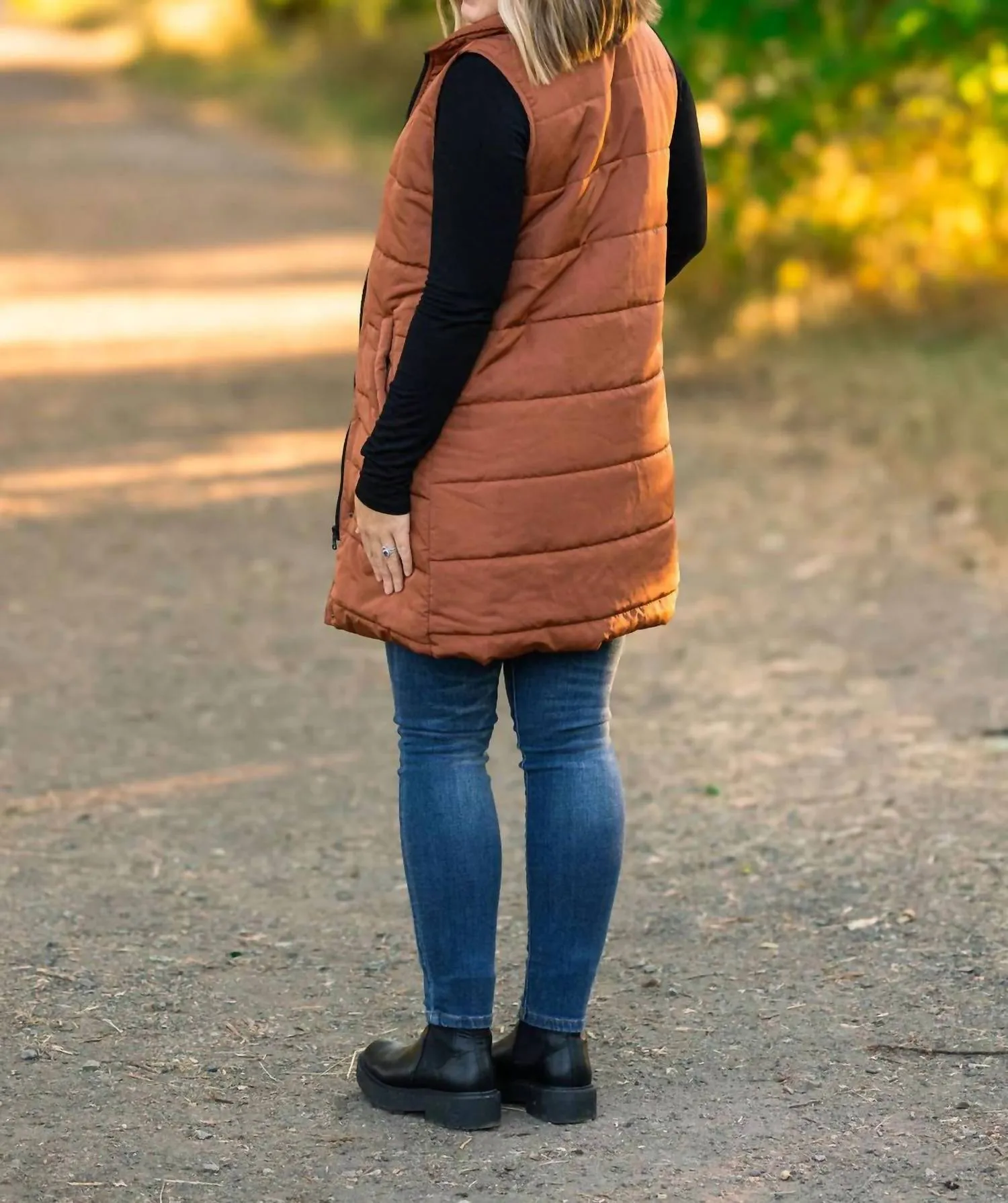 Harlow Long Vest In Cinnamon