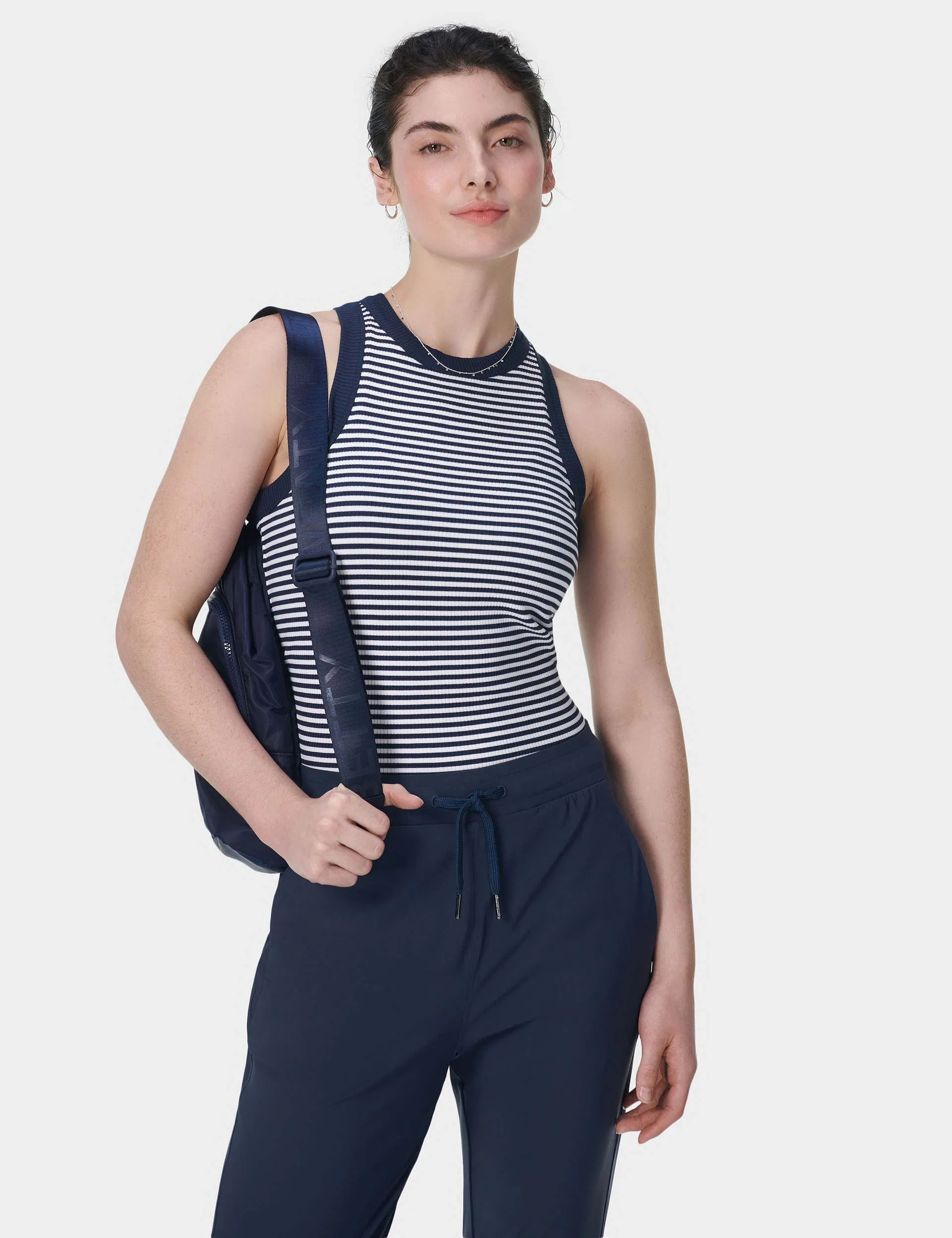 Harper Racer Vest - Navy White Stripe