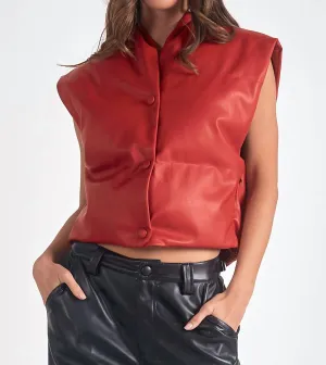 High Collar Vest In Red
