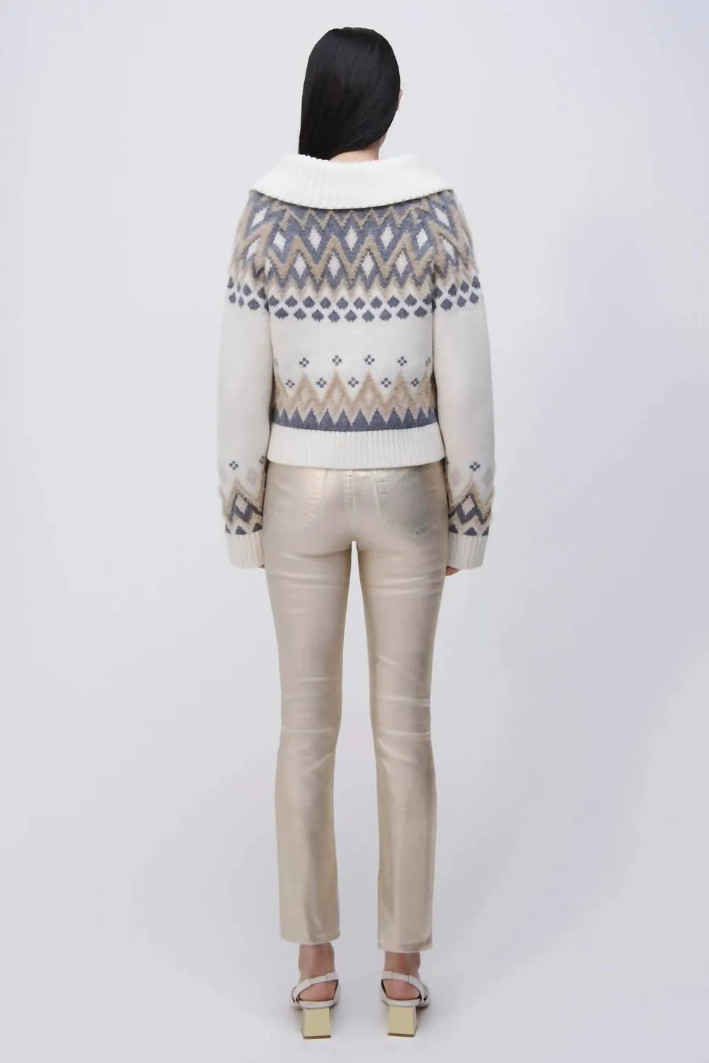 High Rise Skinny Pant In Gold Foil