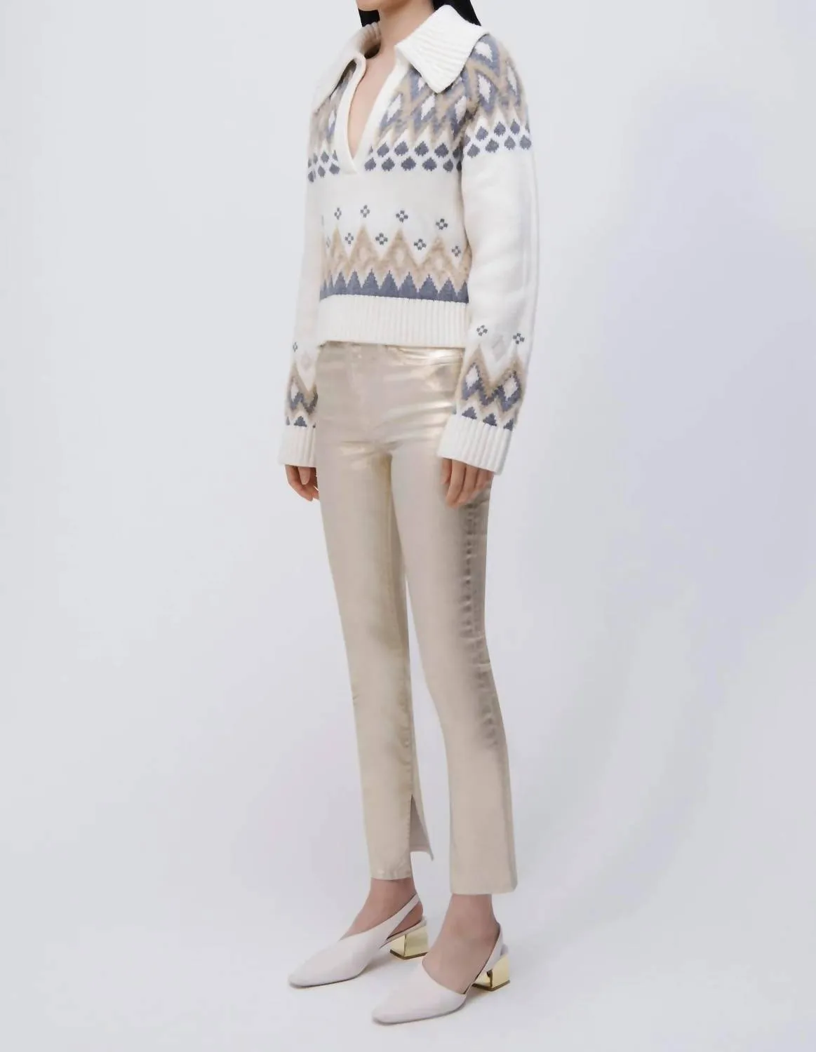 High Rise Skinny Pant In Gold Foil