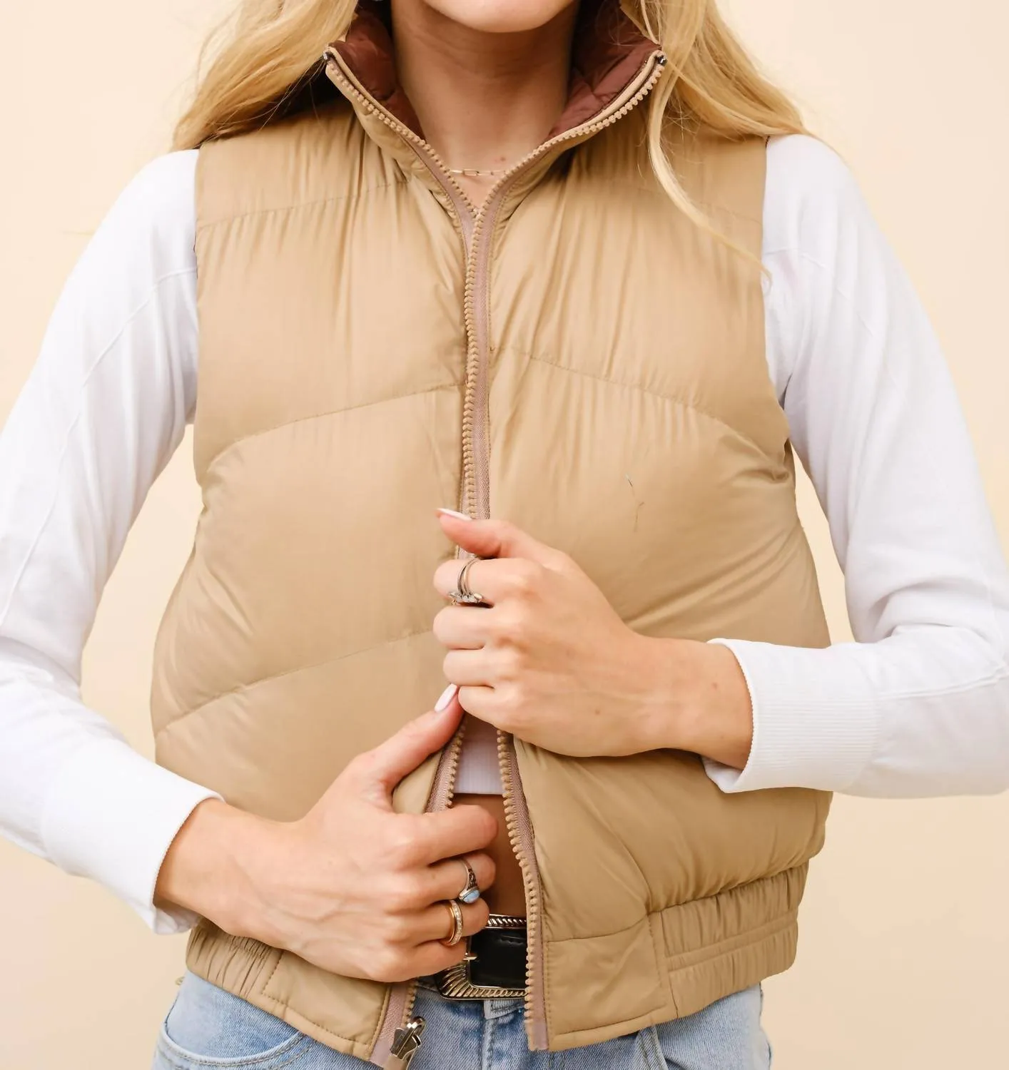 Hot Coco Vest In Mocha Comb