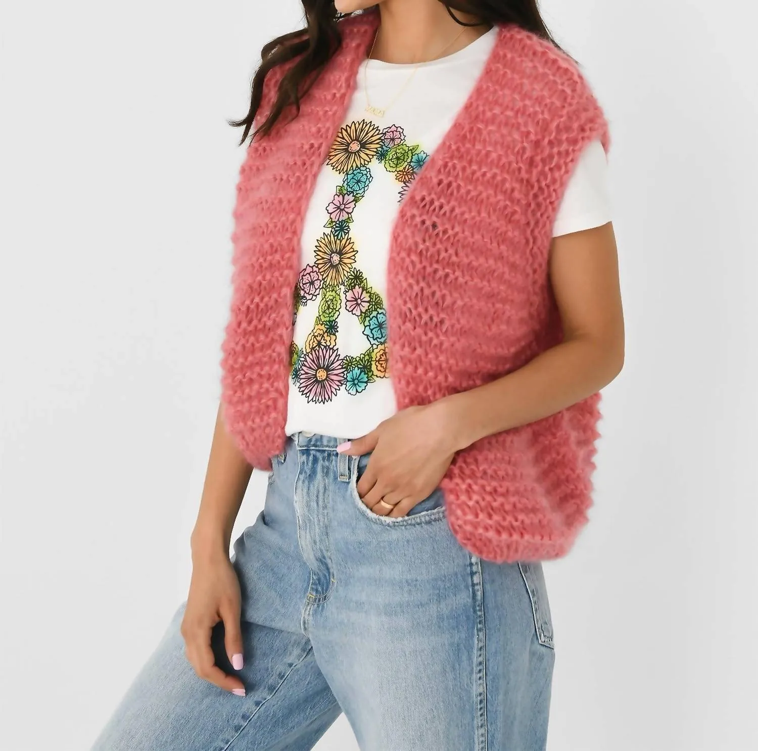Ida Sleeveless Vest In Dusty Rose