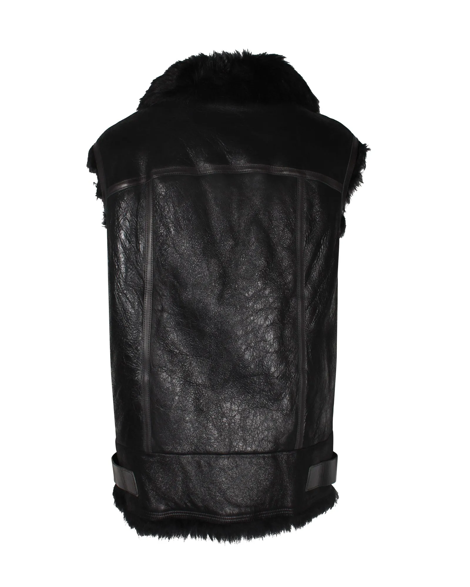 Iro Courtney Fur Lined Vest in Black Leather