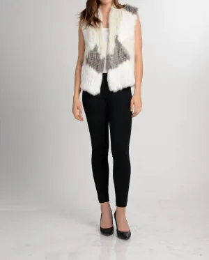 Jane Genuine Rabbit Fur Vest In Ivory Combo