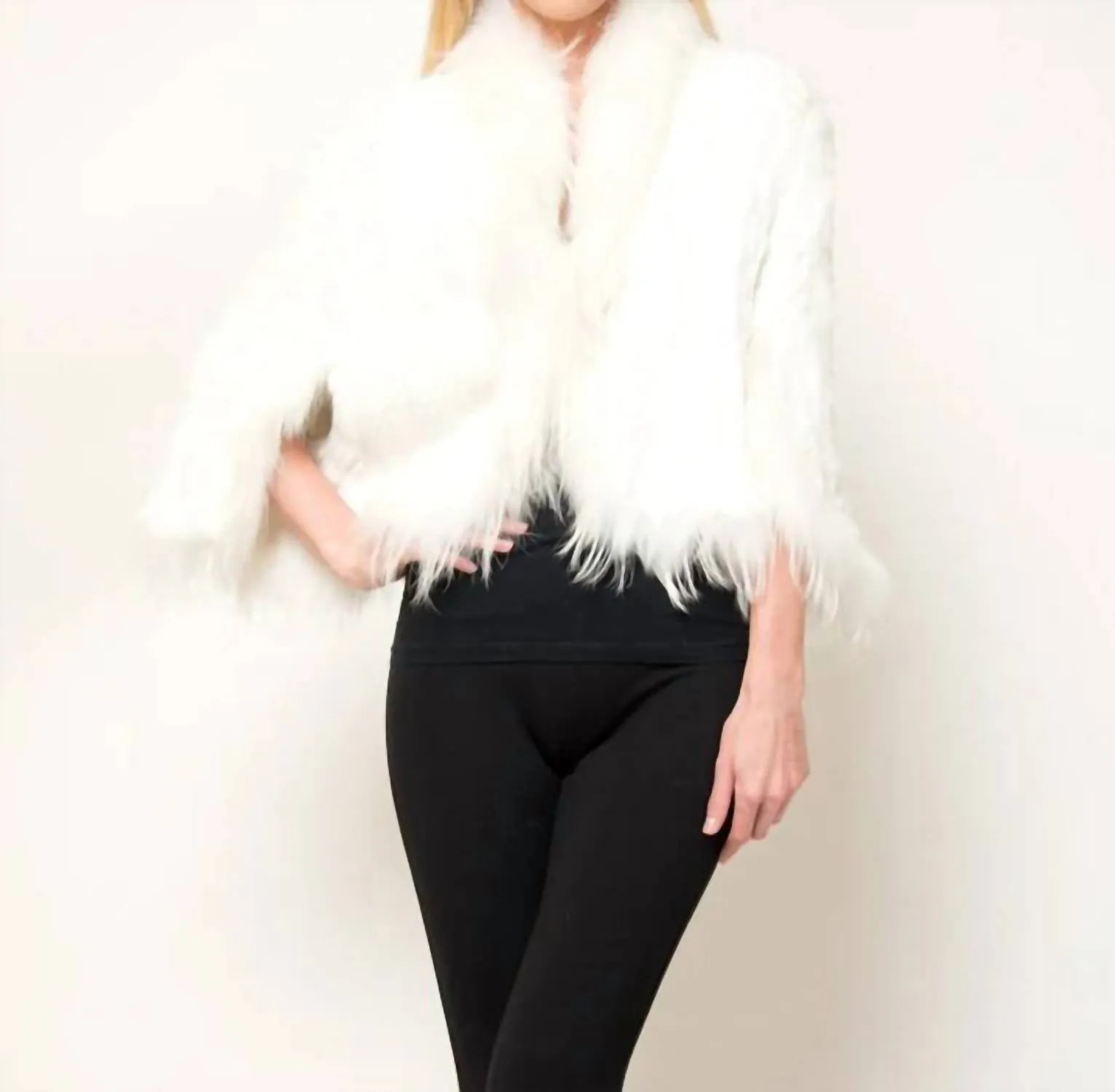 Jordan Capelet Fur Vest In Ivory