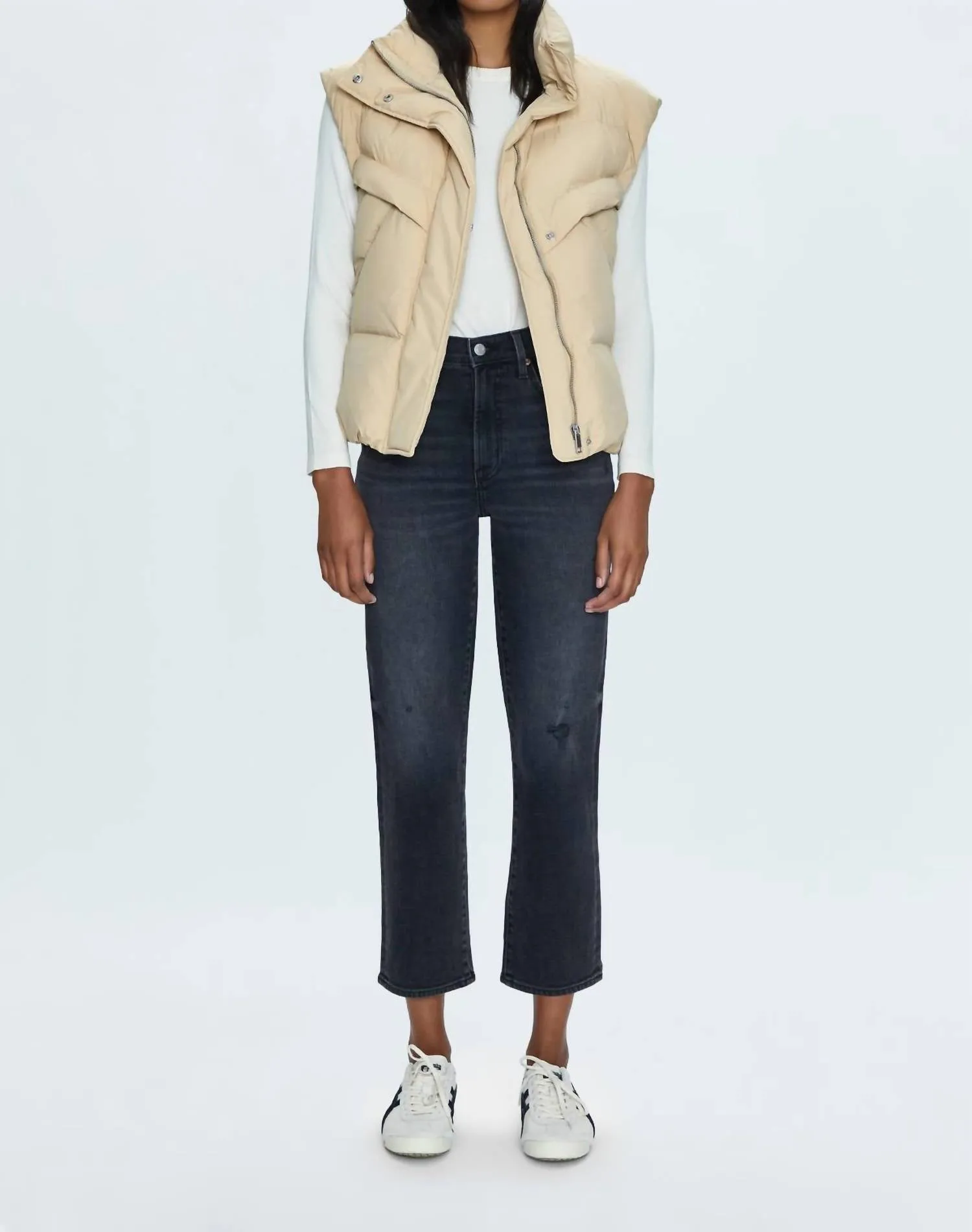 Joss Quilted Puffer Vest In Warm Sand