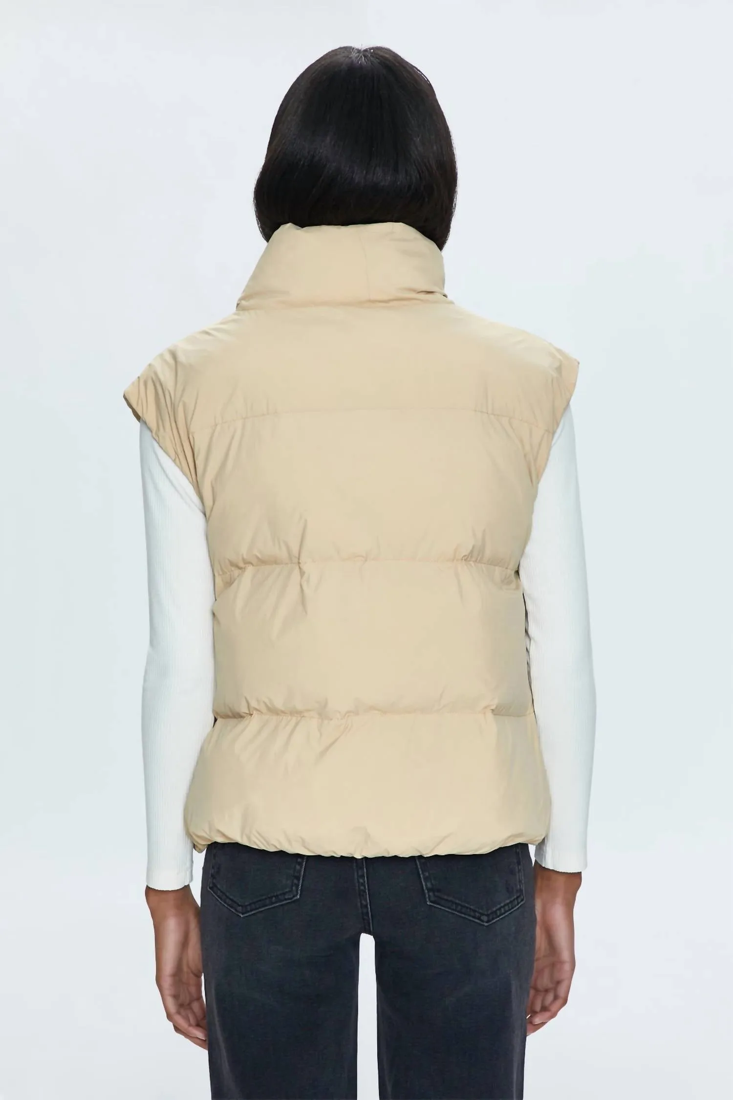 Joss Quilted Puffer Vest In Warm Sand