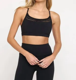Kalin Crochet Inset Bra In Black