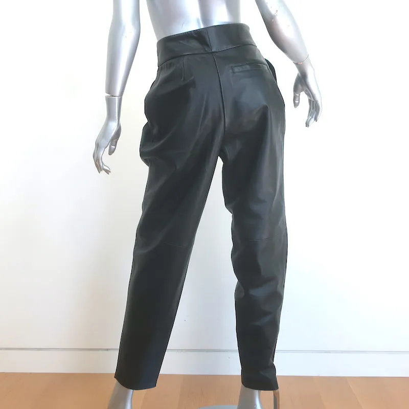L'Academie Kathryn Pleated Leather Pants Black Size Small NEW