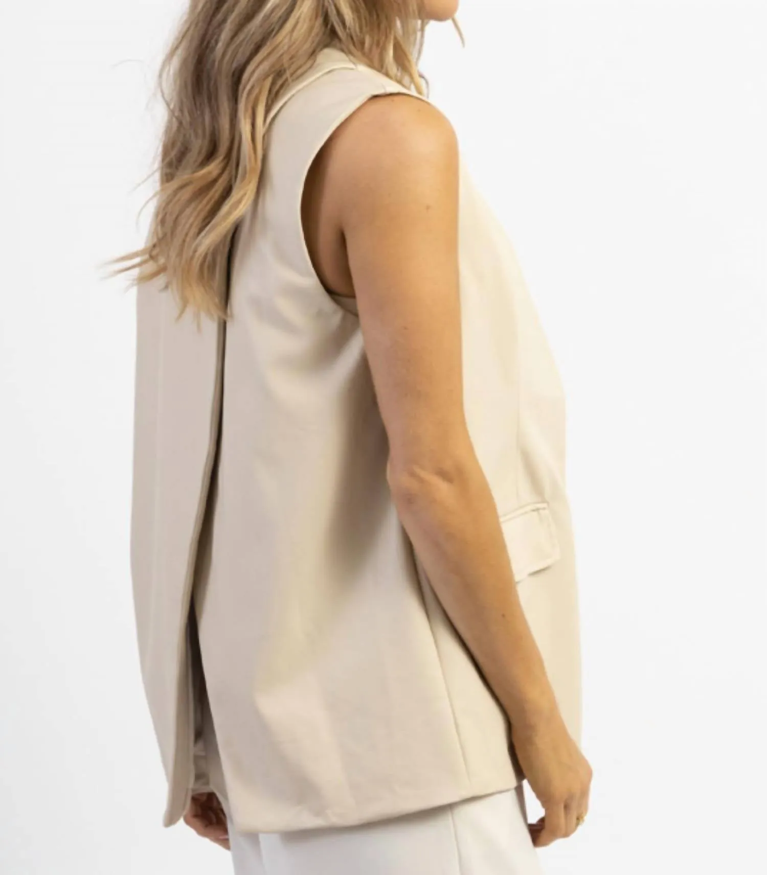 Laci Leather Halter Crop And Vest Set In Bone