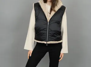 Leblanc Reversible Vest In Black With Sherpa Inside