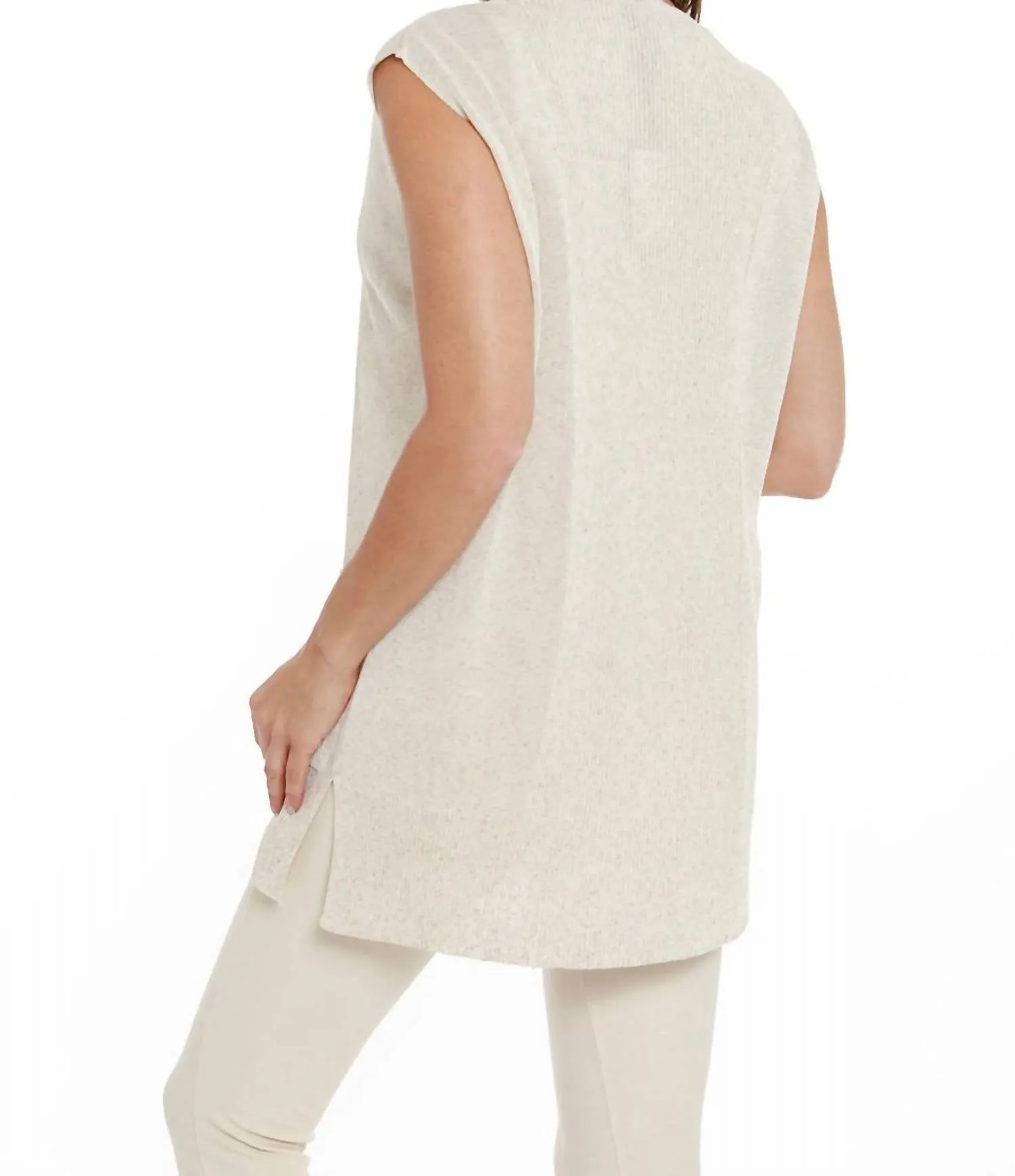 Linen Long Vest In Sand