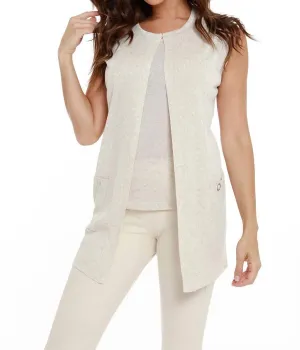 Linen Long Vest In Sand