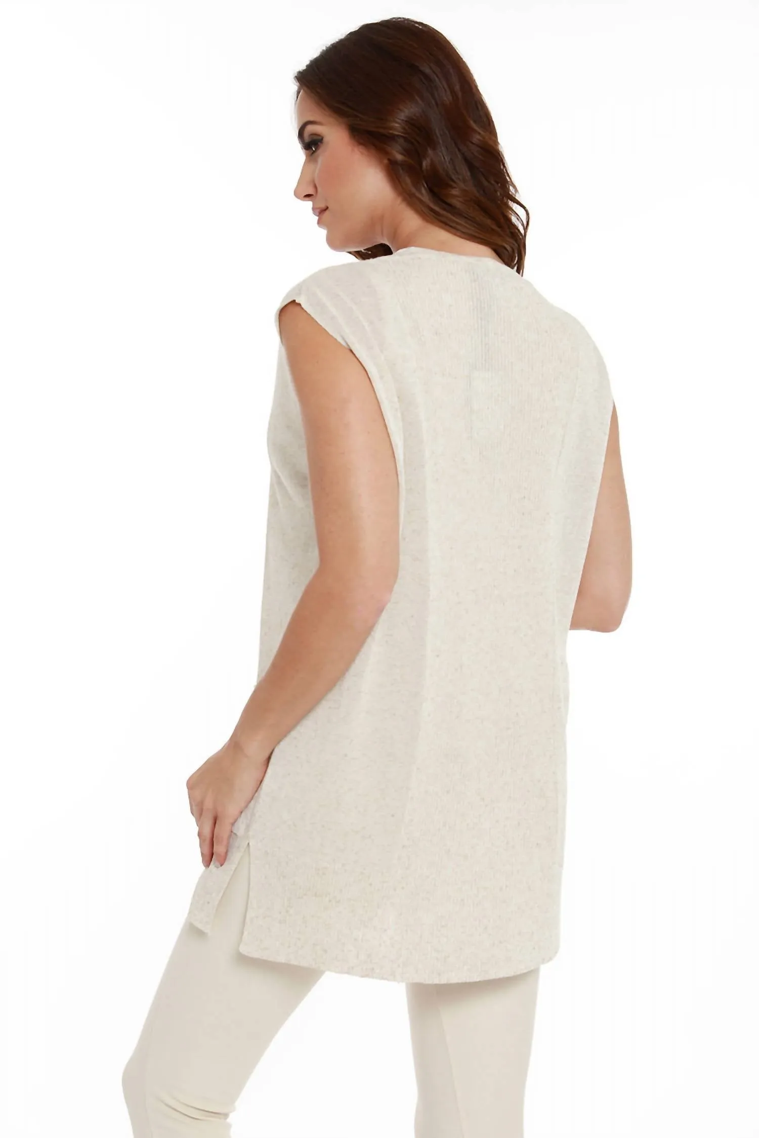 Linen Long Vest In Sand