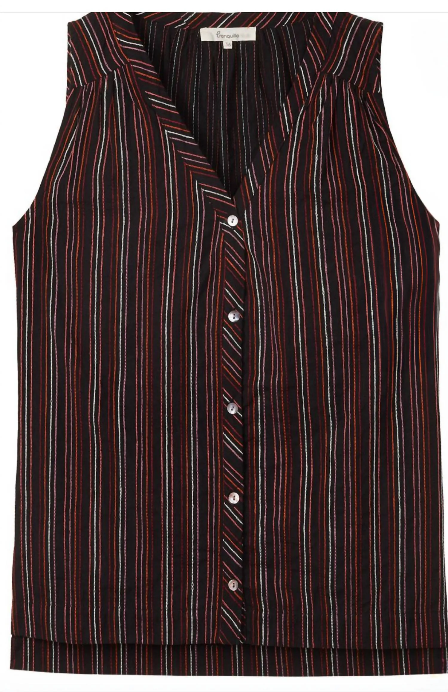 Linen-Look Stitch Vest In Multicolored (Black)