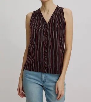 Linen-Look Stitch Vest In Multicolored (Black)