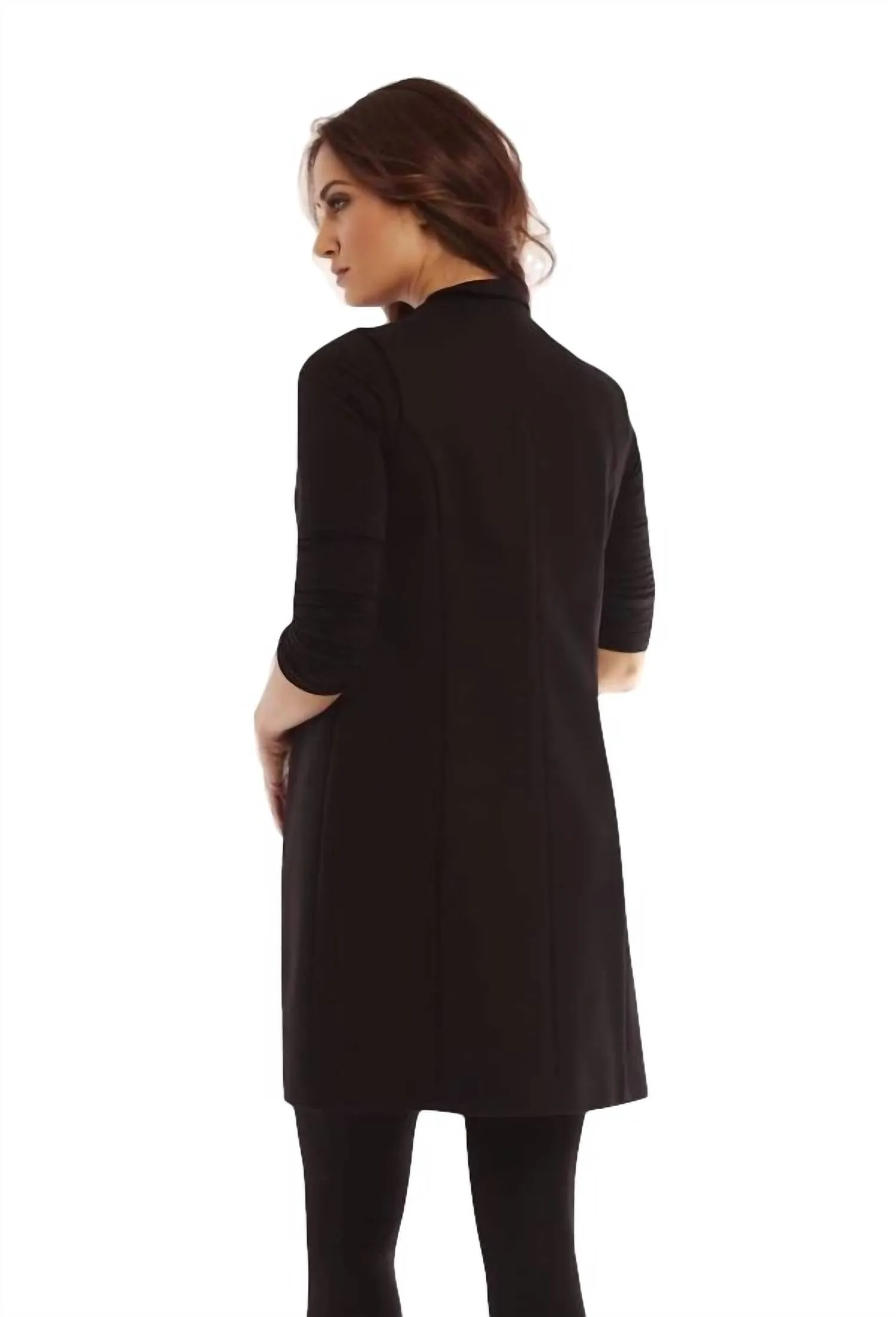 Long 3 Zipper Vest In Black