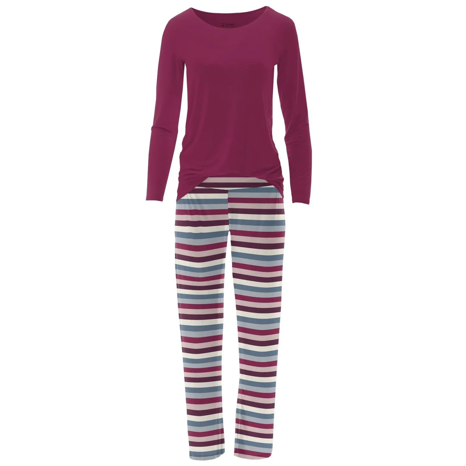 Long Sleeve Tee & Pajama Pants Set In Jingle Bell Stripe