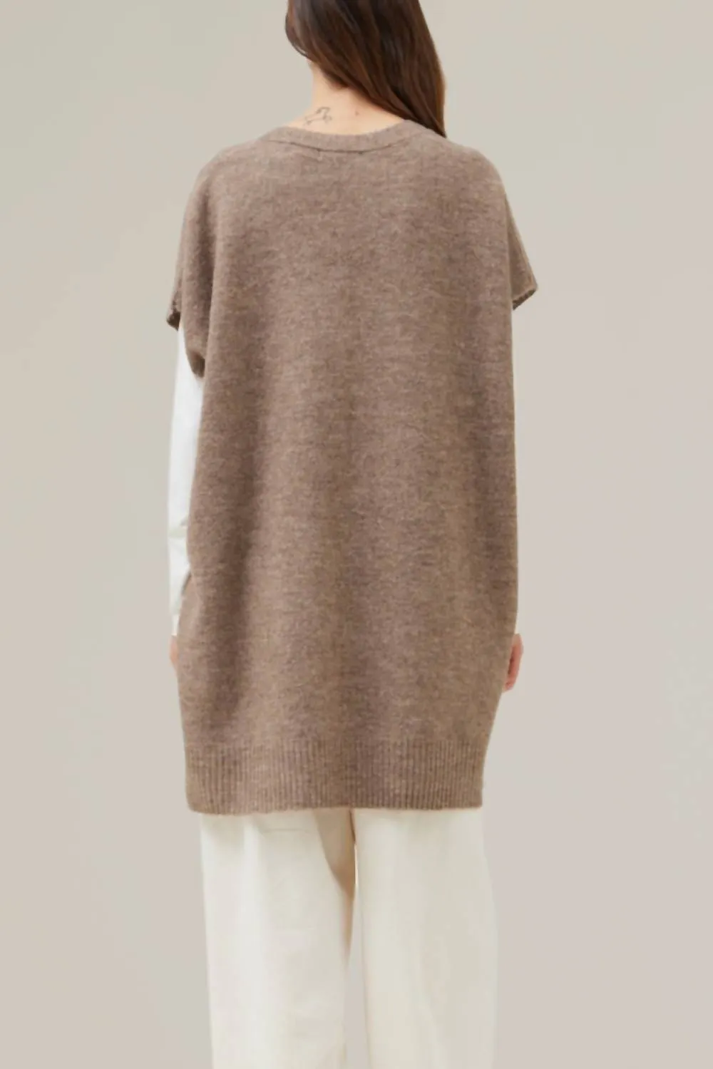 Long Sweater Vest In Mink