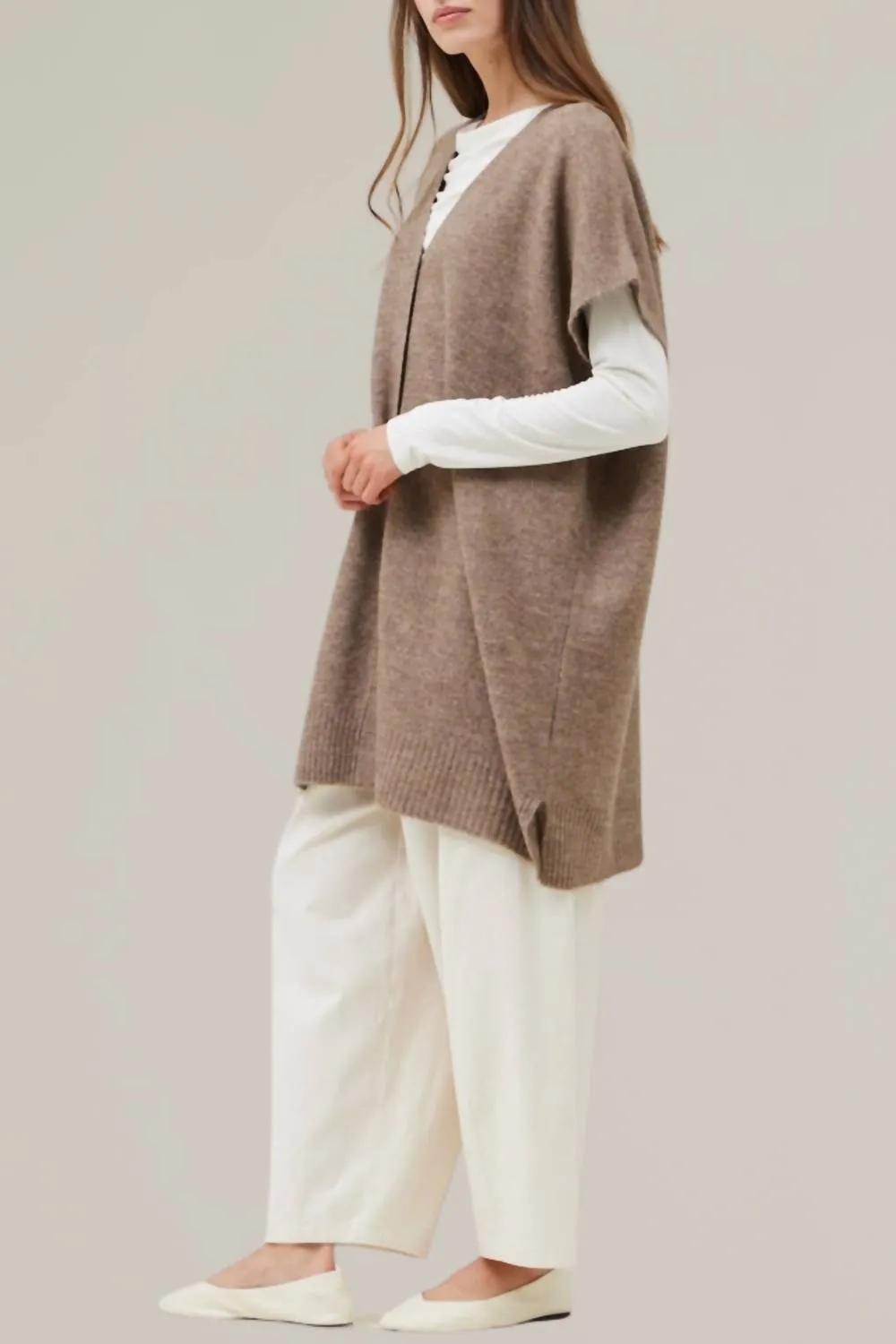 Long Sweater Vest In Mink