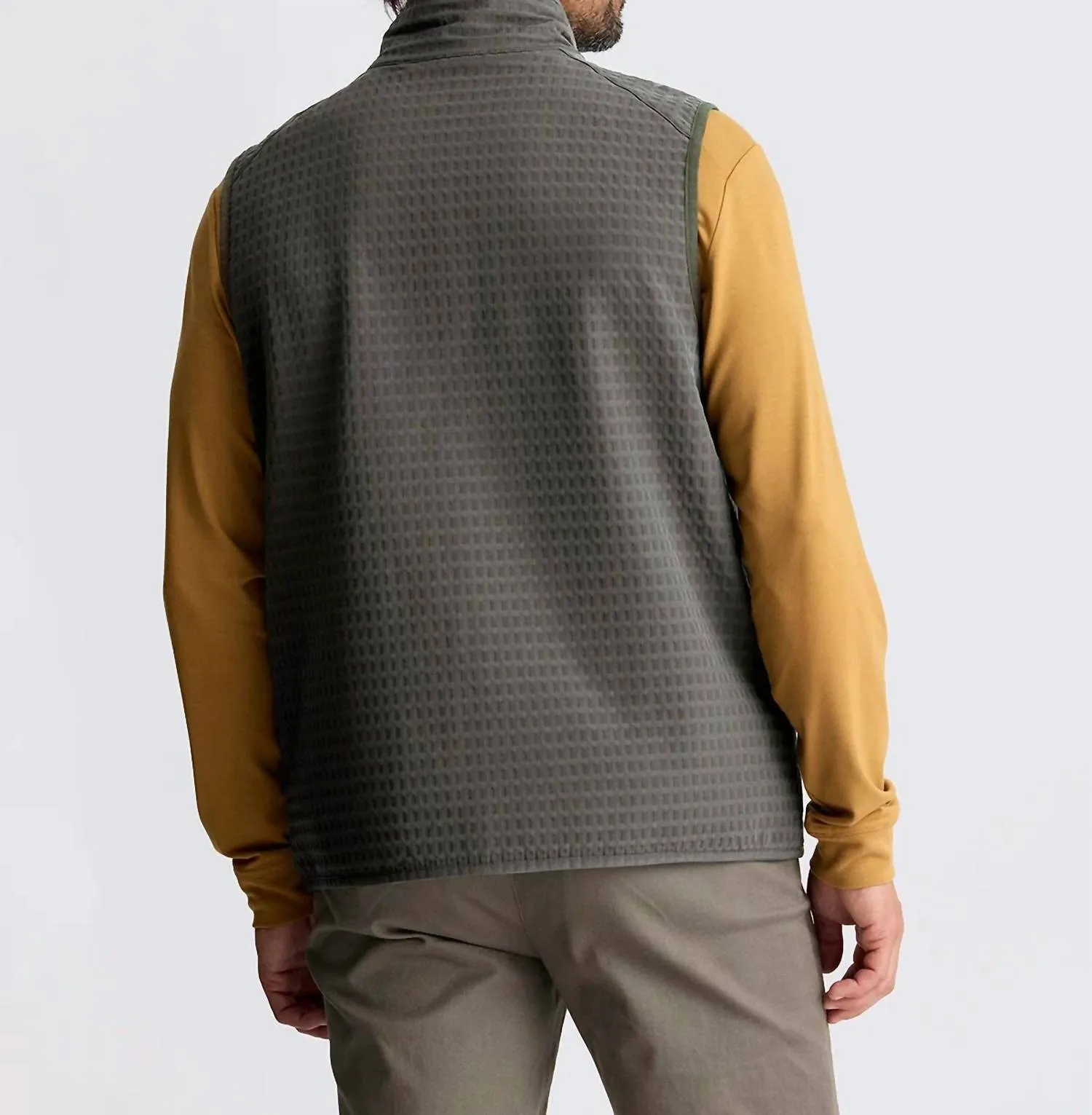 M Gridback Fleece Vest In Dark Olive