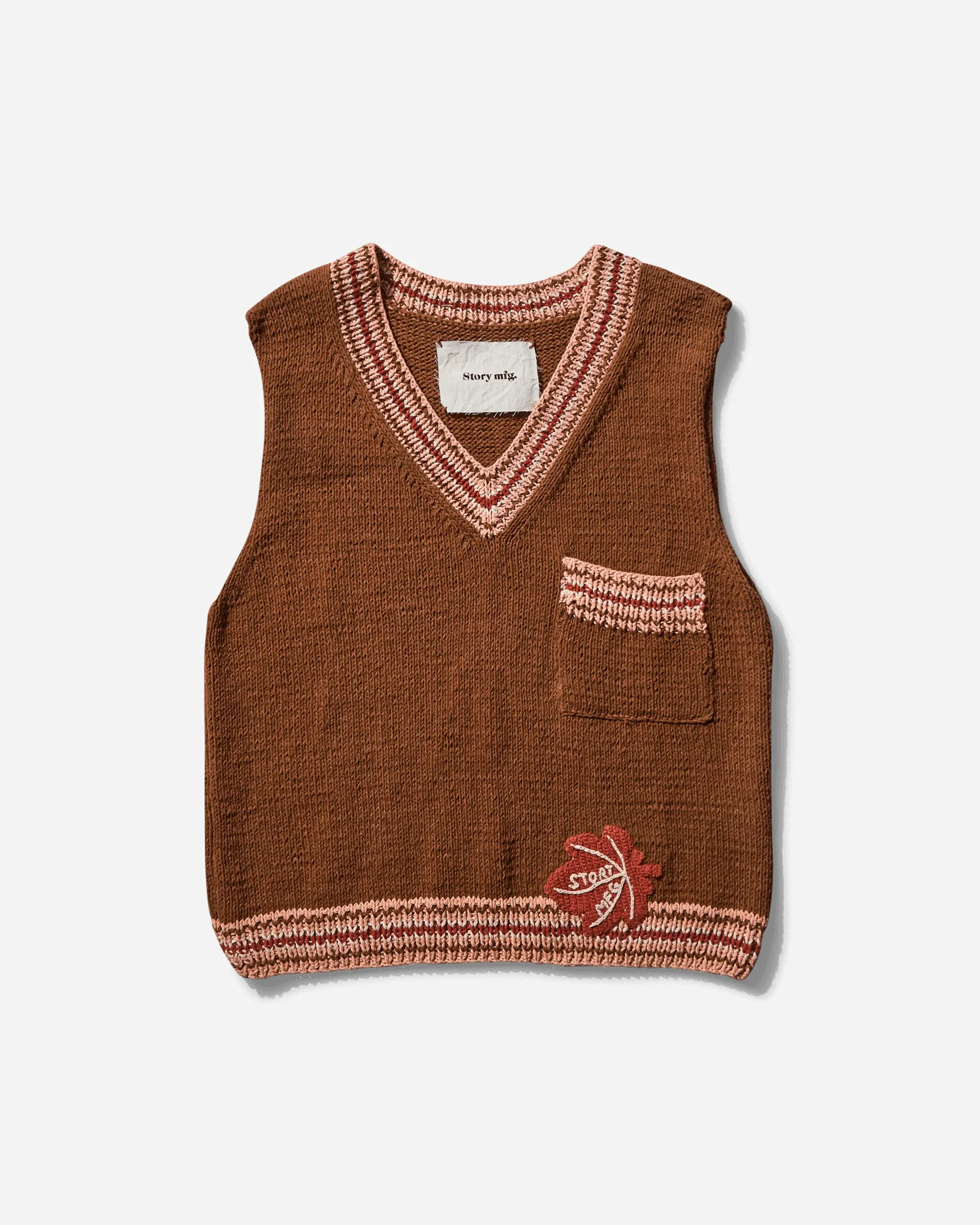 Men's Bulb Knit Vest Brown Leaf