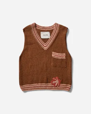 Men's Bulb Knit Vest Brown Leaf