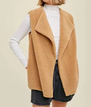 Milk Tea Sherpa Vest In Camel