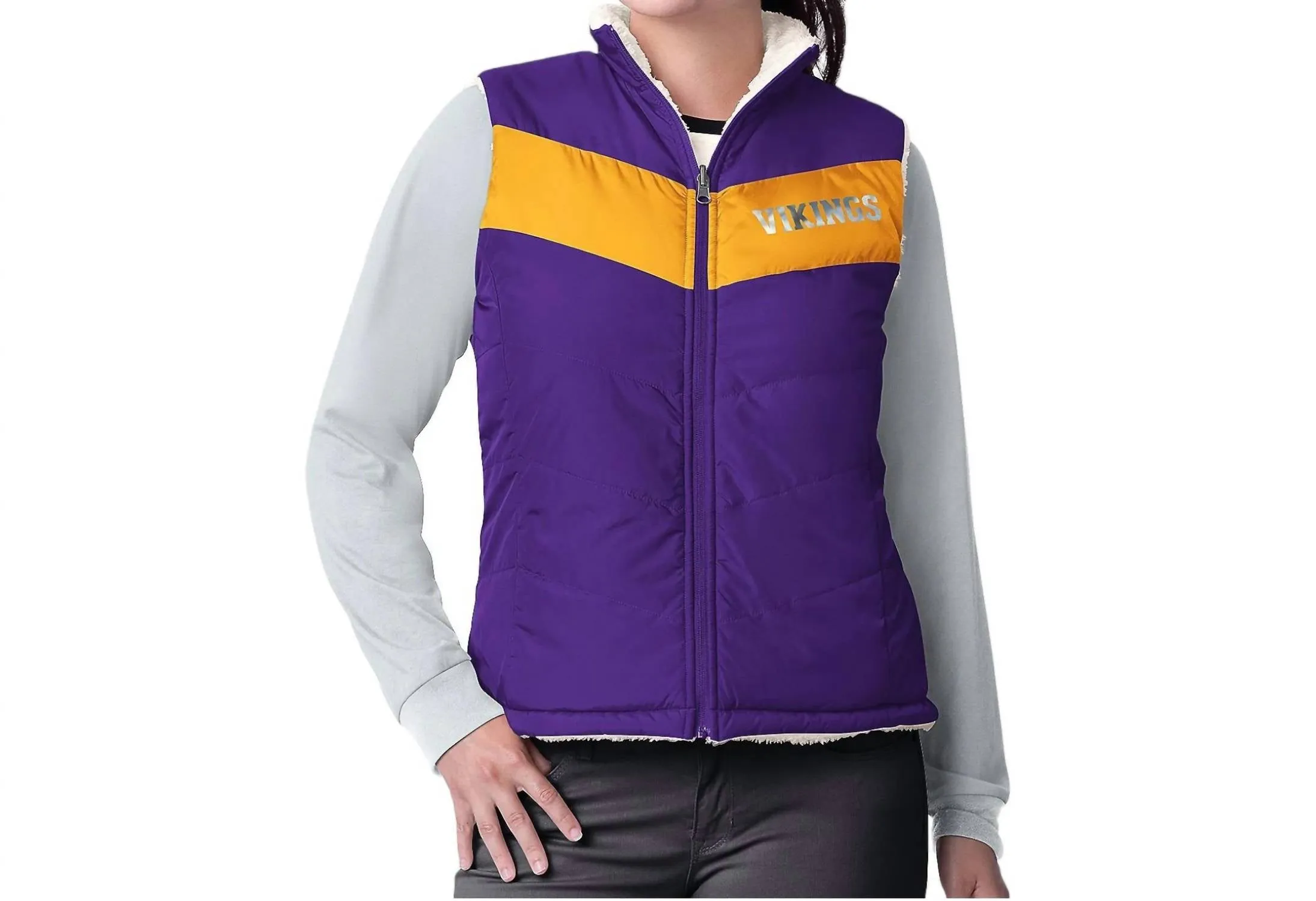 Minnesota Vikings Women's Reversible Game Rule Vest In Purple